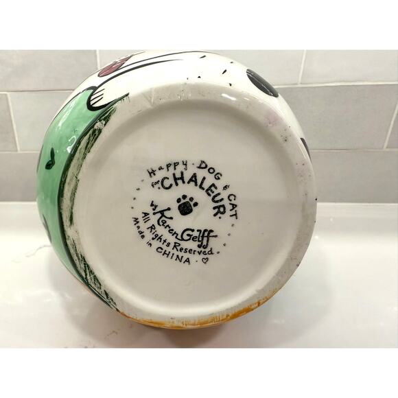 Happy Dog and  Cat by Karen Gelff Dog Pitcher Hand painted - Picture 7 of 9